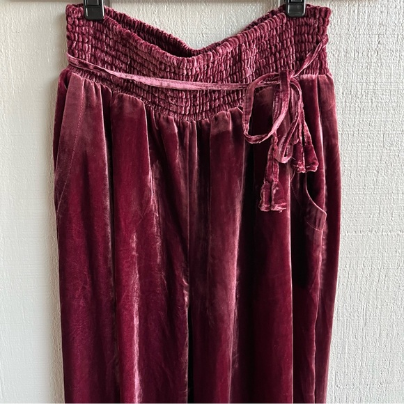 Anthropologie Gloria Velvet Joggers in Wine Bordeaux Size S - Picture 4 of 10